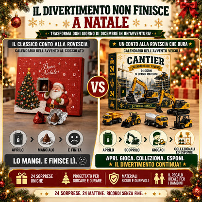 Calendario dell'Avvento con 24 veicoli in miniatura