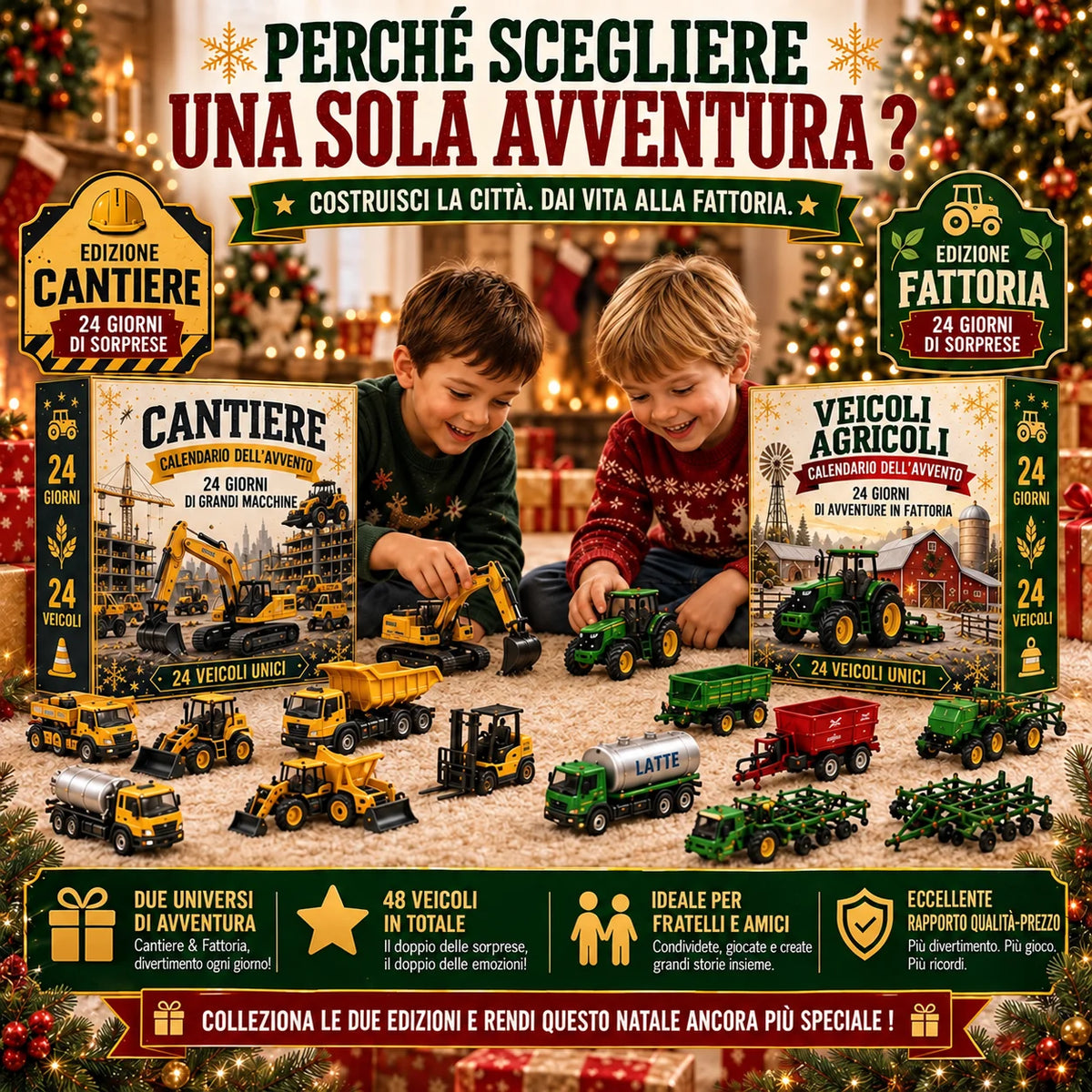 Calendario dell'Avvento con 24 veicoli in miniatura