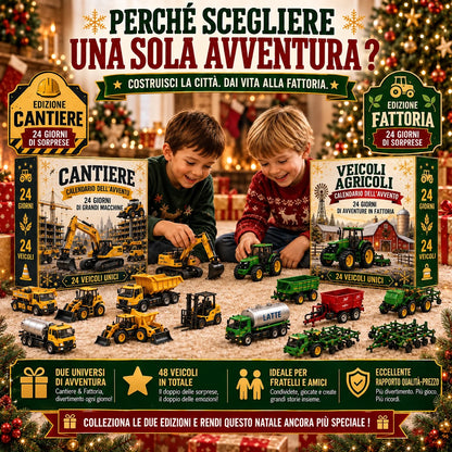 Calendario dell'Avvento con 24 veicoli in miniatura