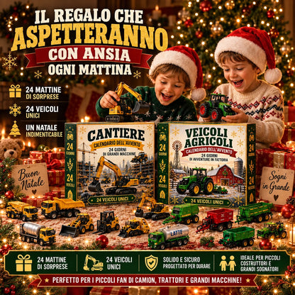Calendario dell'Avvento con 24 veicoli in miniatura