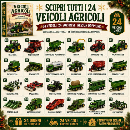 Calendario dell'Avvento con 24 veicoli in miniatura